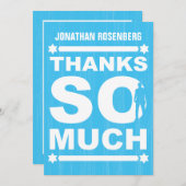 Fett Typ Bar Mitzvah Danke Karte in Light Blue (Vorne/Hinten)