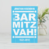 Fett Typ Bar Mitzvah Einladung in hellblau (Stehend Vorderseite)