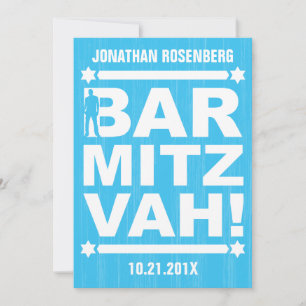 Fett Typ Bar Mitzvah Einladung in hellblau