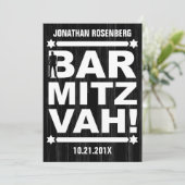Fett Typ Bar Mitzvah Einladung in Schwarz (Stehend Vorderseite)