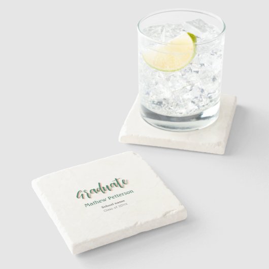 Fett-Typ einfache schwarze Klasse moderne Abschlus Steinuntersetzer (Seitenansicht)