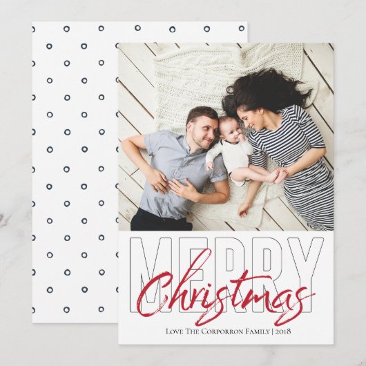 Fett Typ Moderne frohe Weihnachtskarte Einladung (Vorne/Hinten)