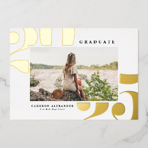 Fett Typografie 2024 Foto Abschluss Gold Folieneinladung