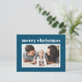 Fett Typografie Blau Frohe Weihnachten Foto (Stehend Vorderseite)