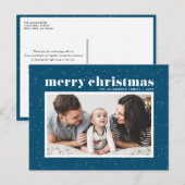 Fett Typografie Blau Frohe Weihnachten Foto (Vorne/Hinten)
