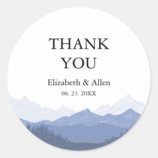 Fett Typografie Blue Mountain Wedding Sticker (Vorderseite)