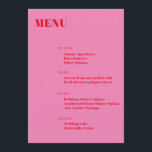 Fett Typografie Bright Pink Red Modern Minimalisti Menükarte<br><div class="desc">Fette Typografie Bright Pink und Red Modern Minimalistisch Wedding Menu</div>