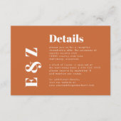 Fett Typografie Burnt Orange Wedding Details Begleitkarte (Vorderseite)