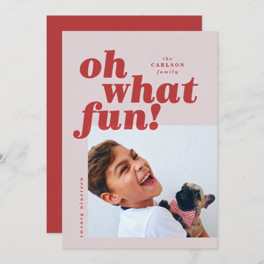 Fett Typografie Colorblock Foto Weihnachtskarte Einladung (Vorne/Hinten)