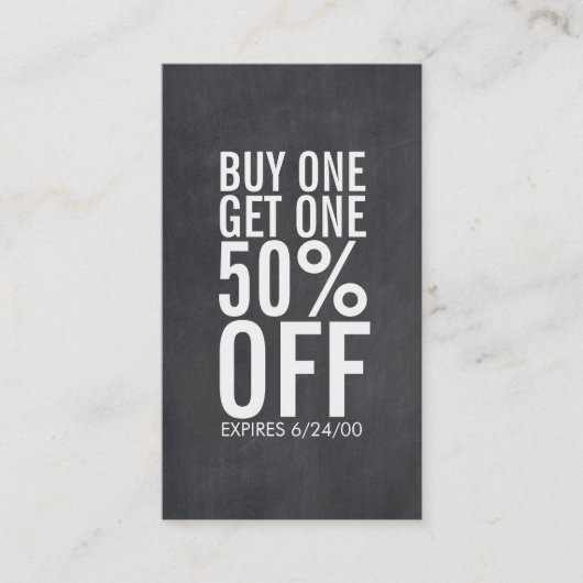 Fett Typografie Discount Coupon Chalkboard (Vorderseite)
