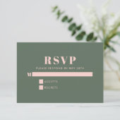 Fett Typografie Einfaches rosa grünes Bat Mitzvah RSVP Karte (Stehend Vorderseite)