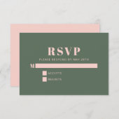Fett Typografie Einfaches rosa grünes Bat Mitzvah RSVP Karte (Vorne/Hinten)