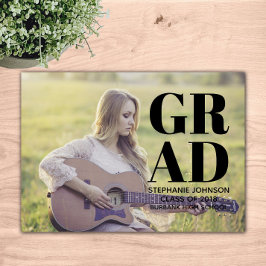 Fett Typografie Foto Abschluss | Schwarz Einladung