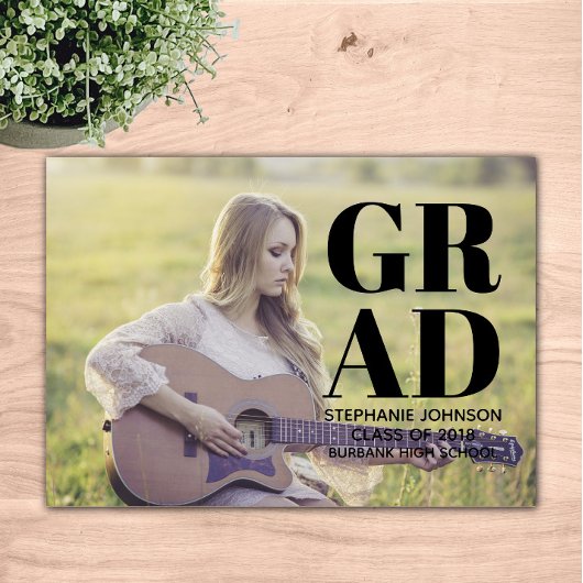 Fett Typografie Foto Abschluss | Schwarz Einladung