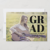 Fett Typografie Foto Abschluss | Schwarz Einladung (Vorderseite)