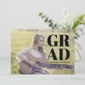 Fett Typografie Foto Abschluss | Schwarz Einladung (Stehend Vorderseite)