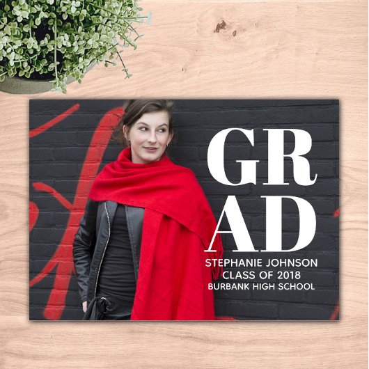 Fett Typografie Foto Abschluss | weiß Einladung