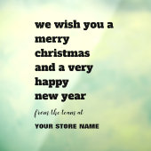 Fett Typografie frohe Weihnachtsboutique Name Blac Fensteraufkleber (Blatt 3)