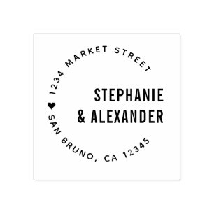 Fett Typografie & Heart Newly Weds Rücksendeadress Gummistempel