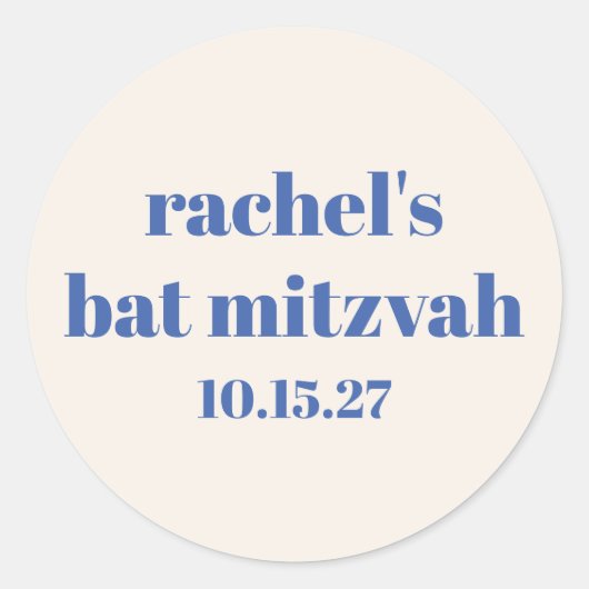 Fett Typografie Ivory Blue Custom Niedlich Bat Mit Runder Aufkleber (Vorderseite)