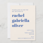 Fett Typografie Ivory Blue Modern Bat Mitzvah Einladung (Vorderseite)