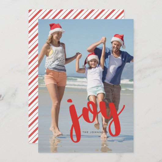 Fett Typografie Joy Foto Holiday Card Einladung (Vorne/Hinten)