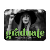 Fett Typografie Lime Green Foto Abschluss Magnet (Horizontal)