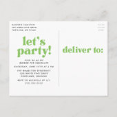 Fett Typografie Lime Green Foto Graduation Party Einladungspostkarte (Rückseite)