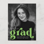 Fett Typografie Lime Green Foto Graduation Party Einladungspostkarte (Vorderseite)