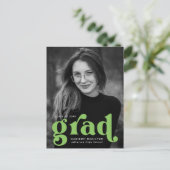 Fett Typografie Lime Green Foto Graduation Party Einladungspostkarte (Stehend Vorderseite)