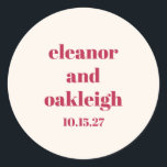 Fett Typografie Magenta Red Ivory Custom Wedding Runder Aufkleber<br><div class="desc">Fett Typografie Magenta Red Ivory Moderne Custom Wedding Classic Round Sticker</div>