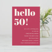 Fett Typografie Magenta Red Ivory Modern Geburtsta Einladung (Stehend Vorderseite)