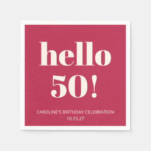 Fett Typografie Magenta Red Ivory Modern Geburtsta Serviette
