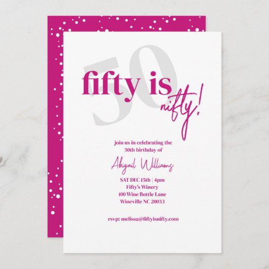 Fett Typografie mit Kalligrafie 50 Nifty Geburtsta Einladung (Vorne/Hinten)