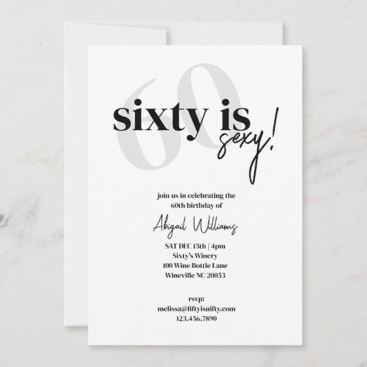 Fett Typografie mit Kalligrafie 60 ist Sexy Geburt Einladung (Vorderseite)