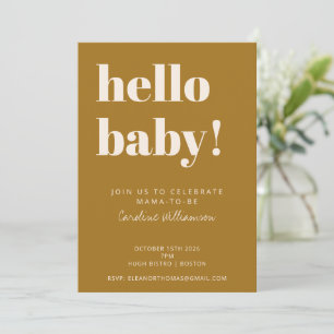 Fett Typografie Moderne Mustard Gold Baby Dusche Einladung