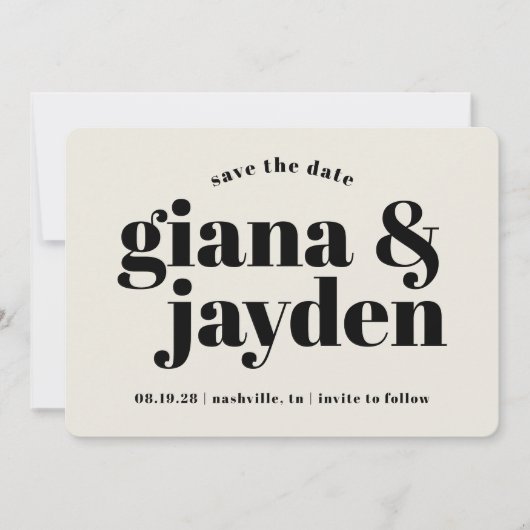 Fett Typografie Moderne Save the Date-Karte Save The Date (Vorderseite)