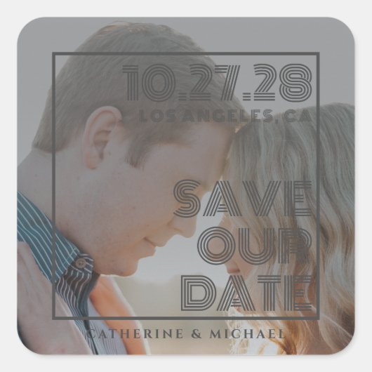 Fett Typografie Modernes Minimalistisches Foto Quadratischer Aufkleber (Vorderseite)