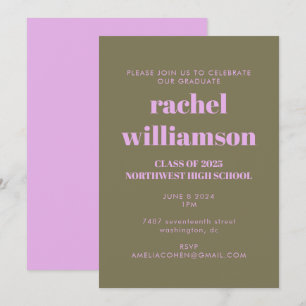 Fett Typografie Olive and Lilac Graduation Party Einladung