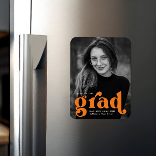 Fett Typografie Orange Foto Abschluss Magnet