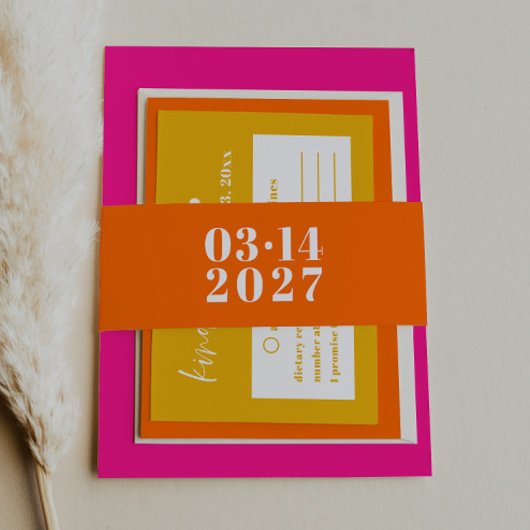 Fett Typografie Orange Wedding Einladung Einladungsbanderole