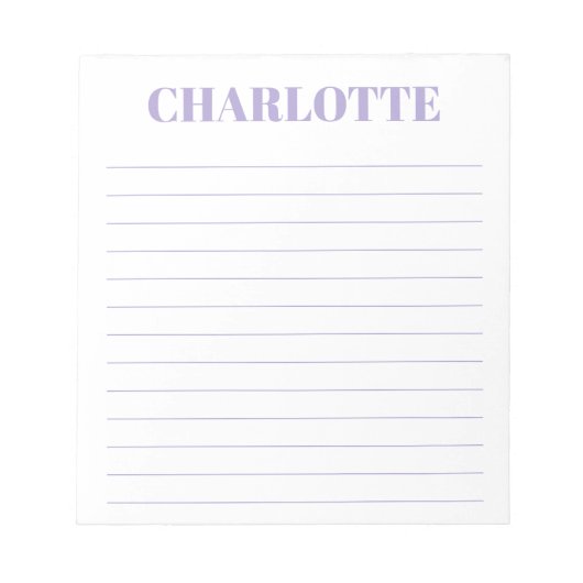Fett Typografie Personalisiert Lavendelname Linken Notizblock (Vorderseite)