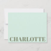 Fett Typografie Personalisiert Name Minze Sage Gre Mitteilungskarte (Vorderseite)