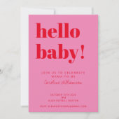 Fett Typografie Pink Red Modern Baby Dusche Einladung (Vorderseite)