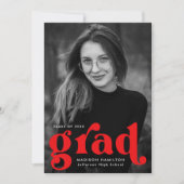 Fett Typografie Red Foto Graduation Party Einladung (Vorderseite)