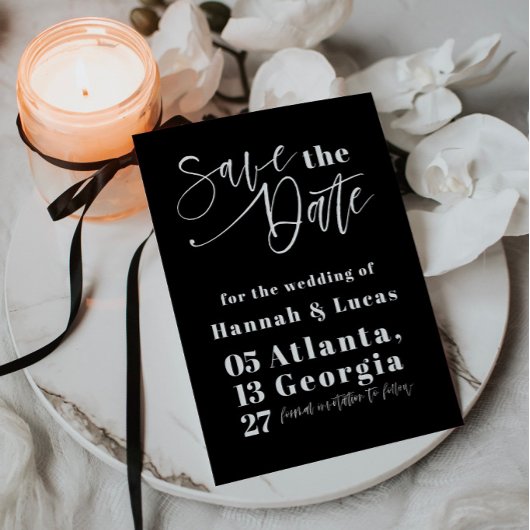 Fett Typografie schwarz-weiß Save the Date Einladung