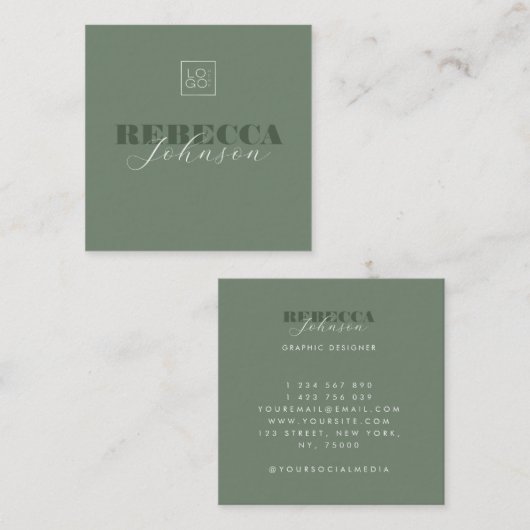 Fett Typografie Script Custom Logo Minimal Modern Quadratische Visitenkarte (Vorne/Hinten)