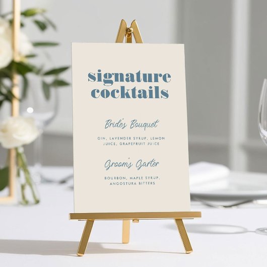 Fett Typografie Signature Cocktail Wedding-Zeichen