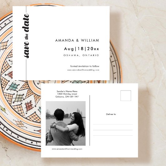 Fett Typografie und Foto Save the Date Postkarte