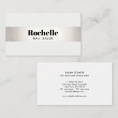 Fett Typografie Weiß Moderner Silberstreifen Visitenkarte (Vorne/Hinten)